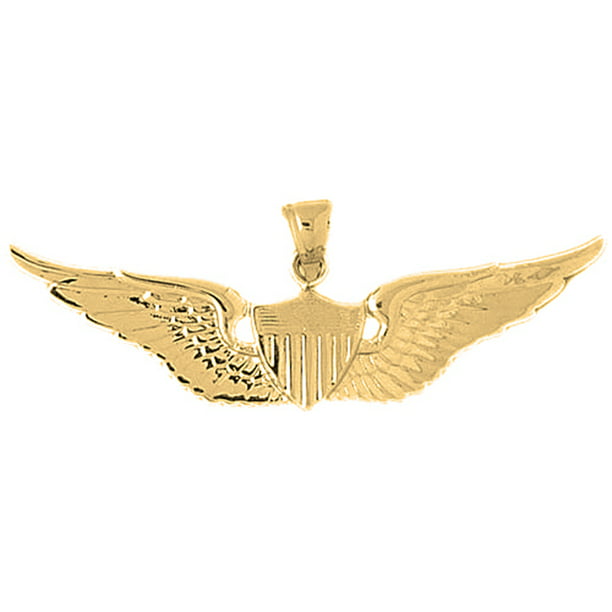 Jewels Obsession 14K Yellow Gold United States Air Force Pendant 9 mm 